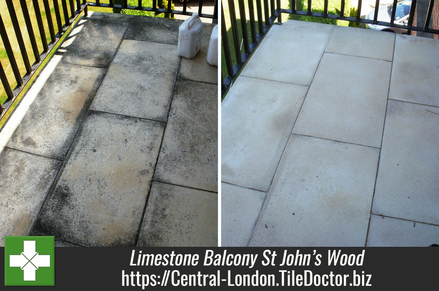 Cleaning a Limestone Balcony in St Johns Wood