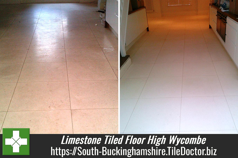 Cleaning and Polishing a Limestone tiled floor in High Wycombe