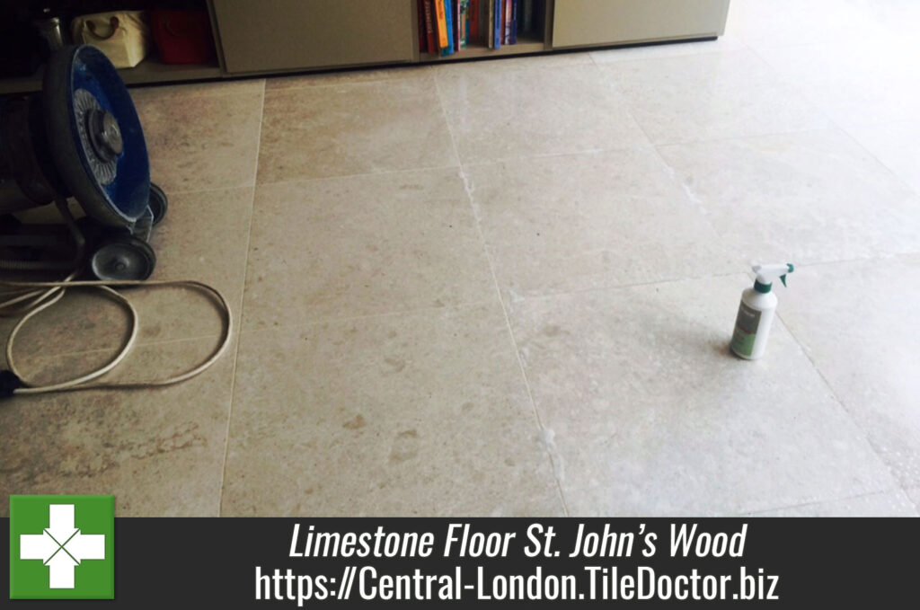Cleaning Burnishing and Sealing a Limestone Floor in St. Johns Wood