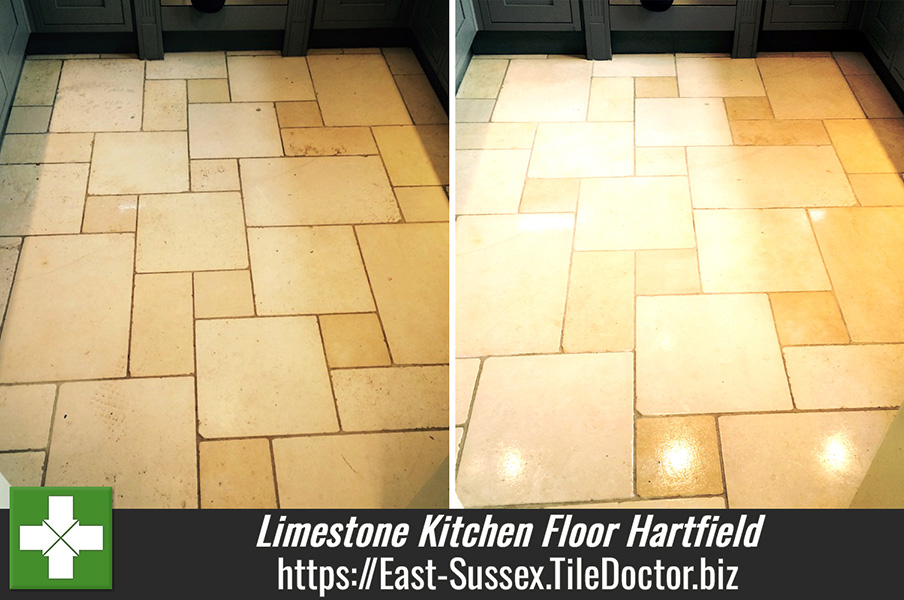 Limestone Kitchen floor Maintenance Clean in Hartfield