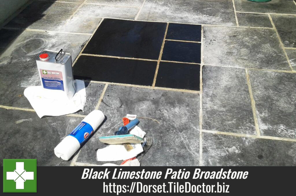 Cleaning and Sealing A Black Limestone Patio in Broadstone Dorset