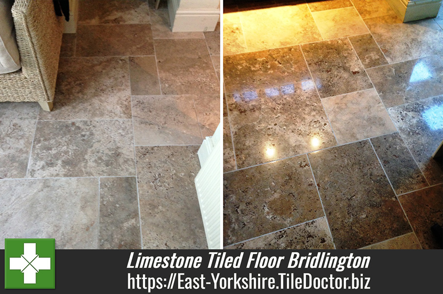Limestone Tiled Floor Cleaned and Sealed in Bridlington