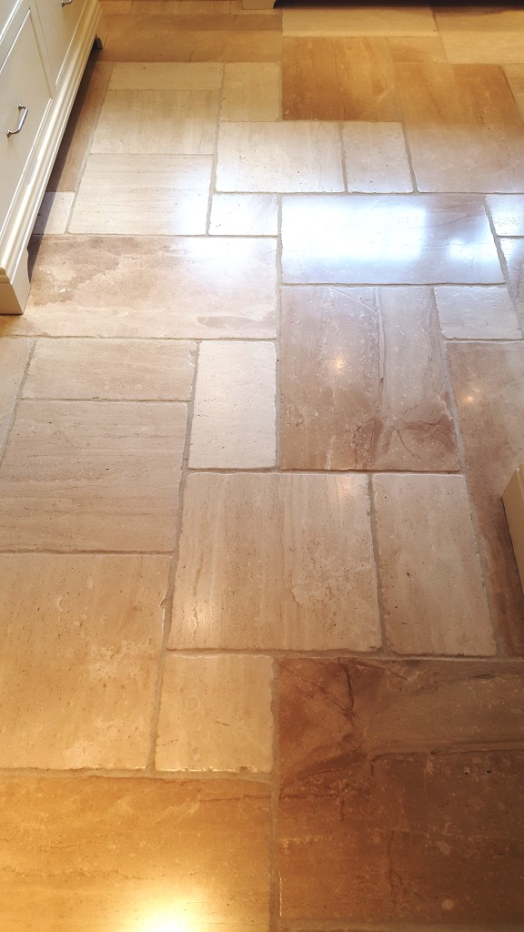 Cream Limestone Floor After Cleaning Harrogate
