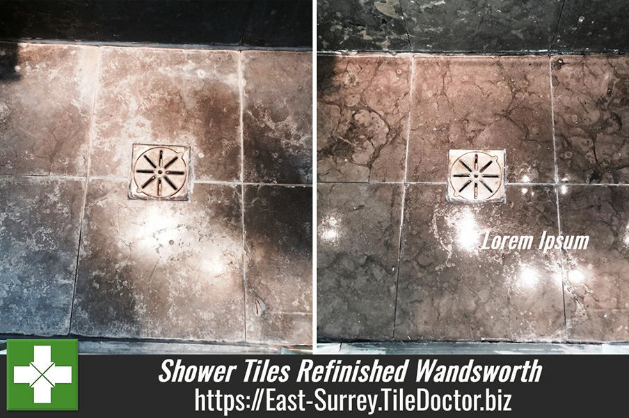 Limestone Kitchen Floor and Shower Tiles Refinished in Wandsworth
