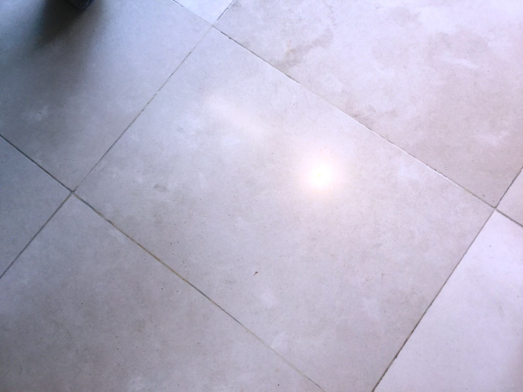 Polished Limestone Office Floor After Refinishing in Maulden Closeup