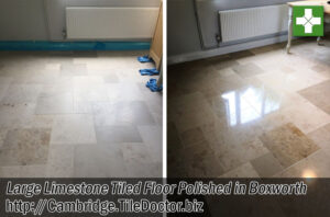 Large Limestone Tiled Floor Before After Polishing Boxworth