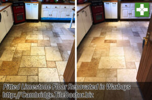 Pitted Limestone Floor Before After Renovation Warboys Cambridgeshire