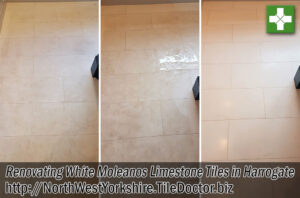 White Moleanos Limestone Tiled Kitchen Floor Renovated in Harrogate
