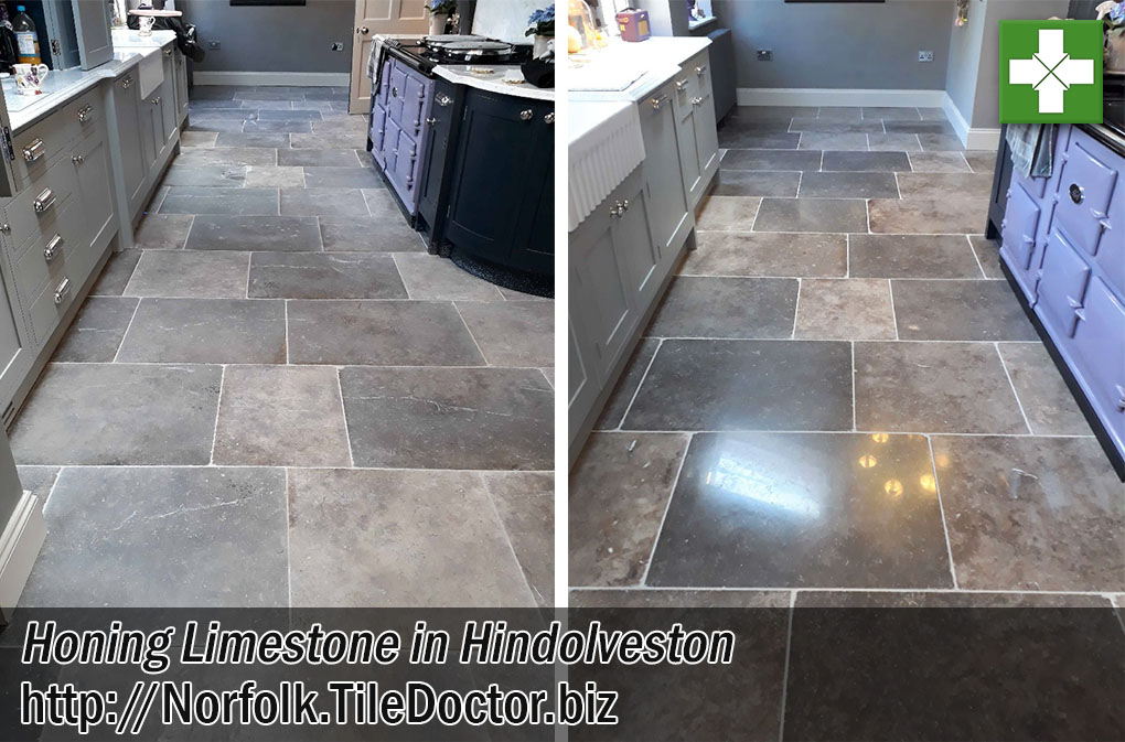 Removing Grout Haze from a large Mottled Brown Limestone Floor in