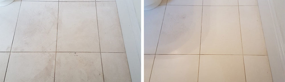 White Moleanos Limestone Kitchen Floor Before After Renovation Leeds
