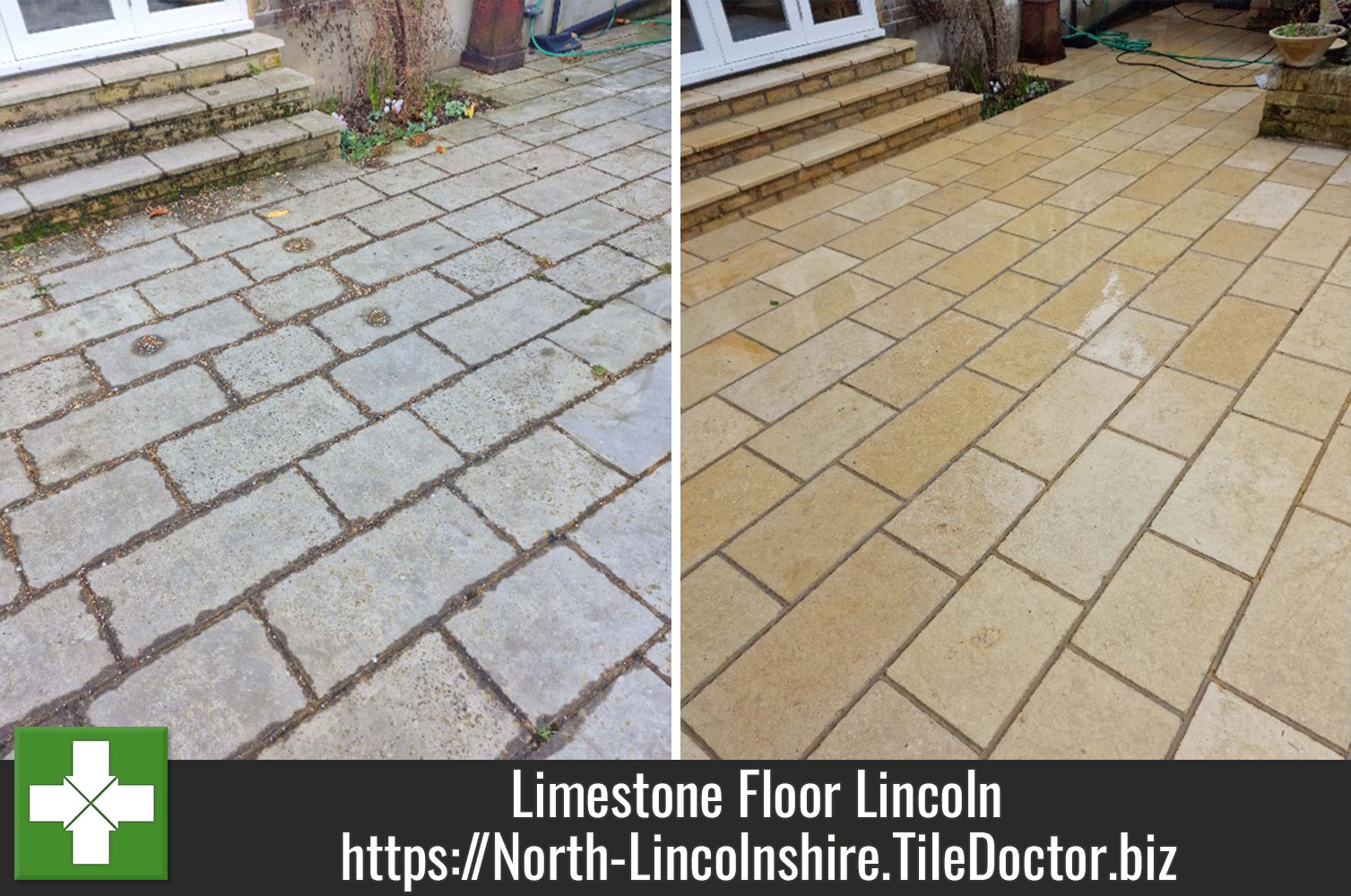 Limestone Tiled Patio Floor Restoration Lincoln