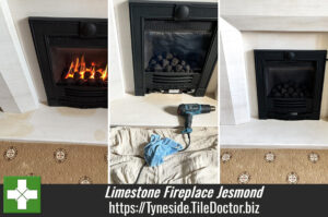 Brown Stained Limestone Fireplace Cleaning Jesmond